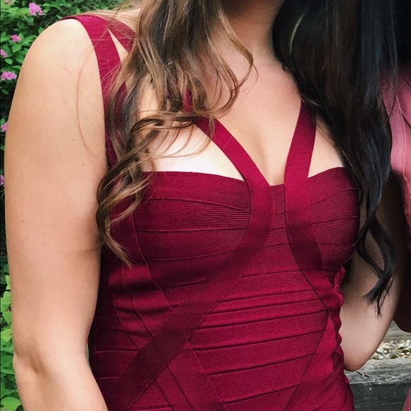 Herve leger red bodycon bandage mini dress - Picture 5 of 6